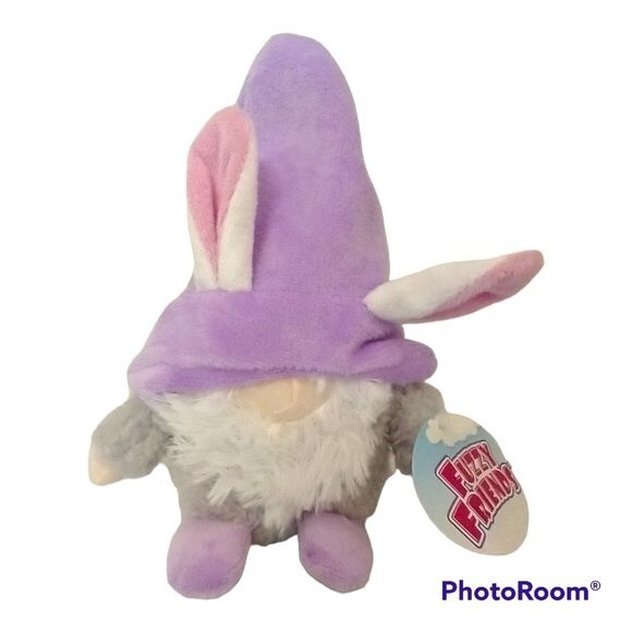 Fuzzy Friends Easter Plush Gnome with Bunny Ears NEW - Picture 1 of 5